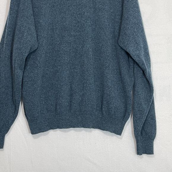 Lands End Vintage V-Neck Sweater Mens Large Blue 100% Lambswool Grandpa Cottage - Picture 8 of 10